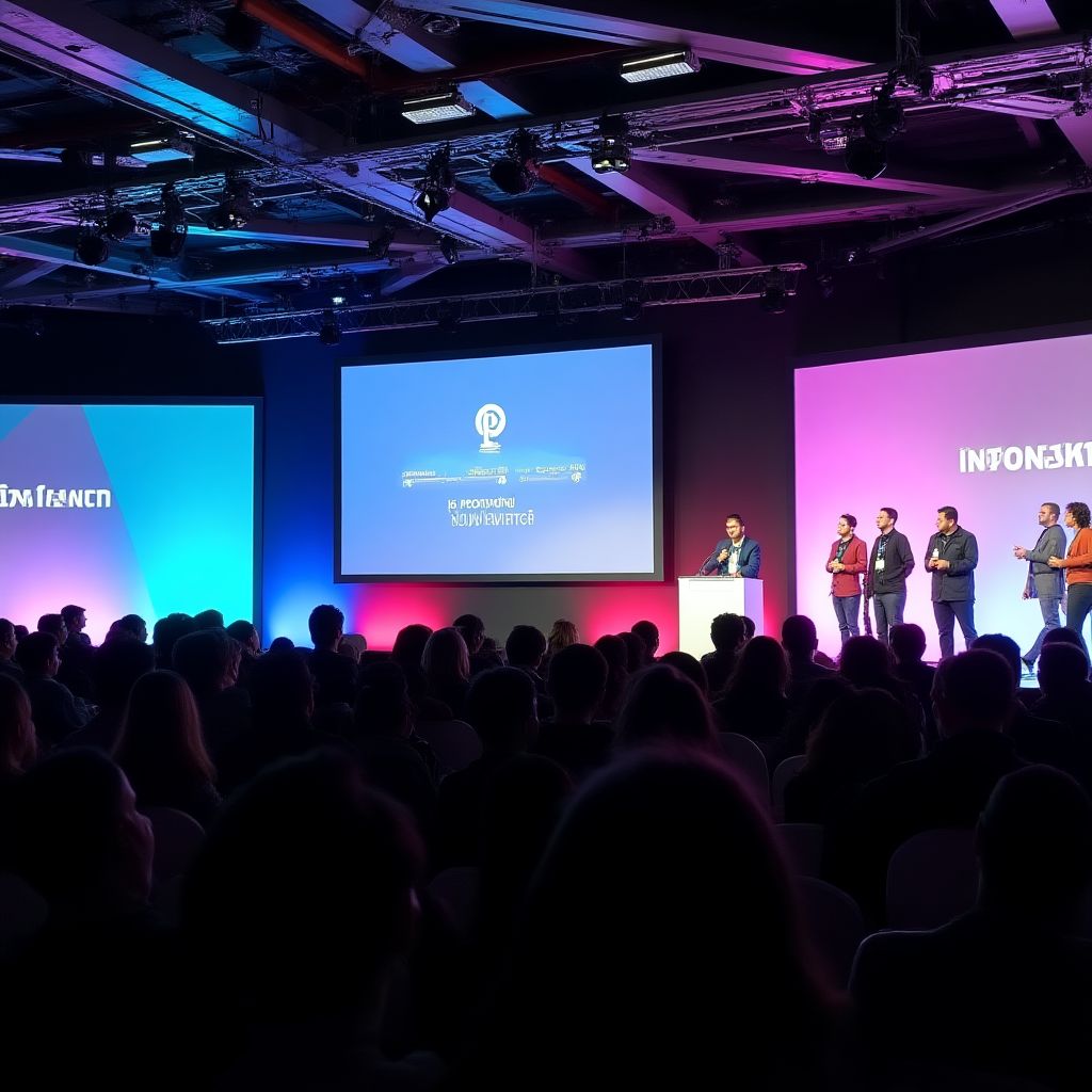 Equipo en conferencia anual